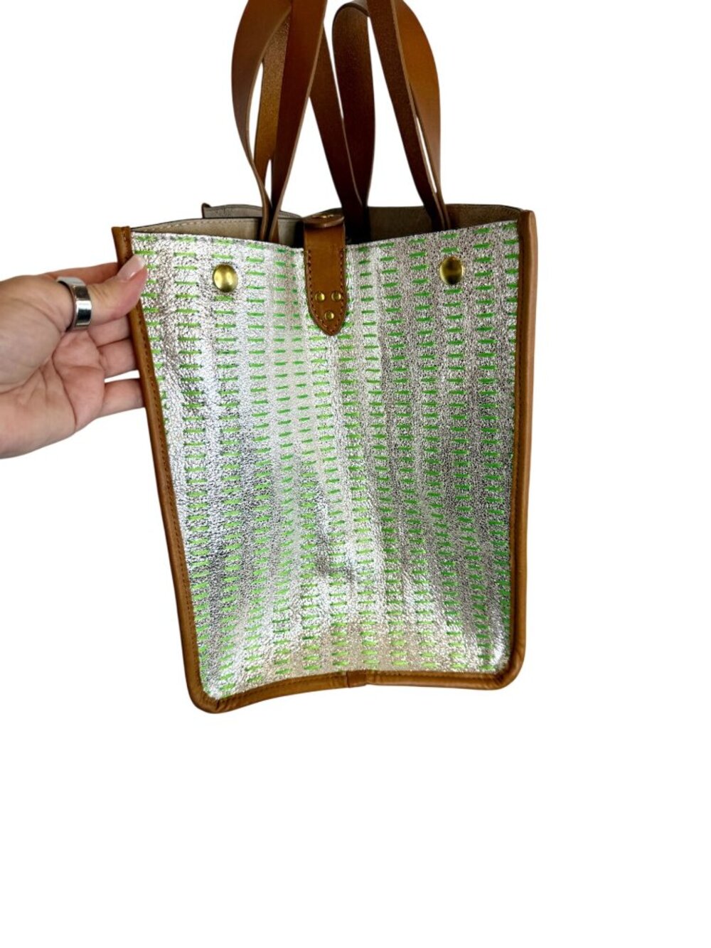 Jerome Dreyfuss Leon M Broderies Tote Bag - Bro Silver NWT - Picture 9 of 13